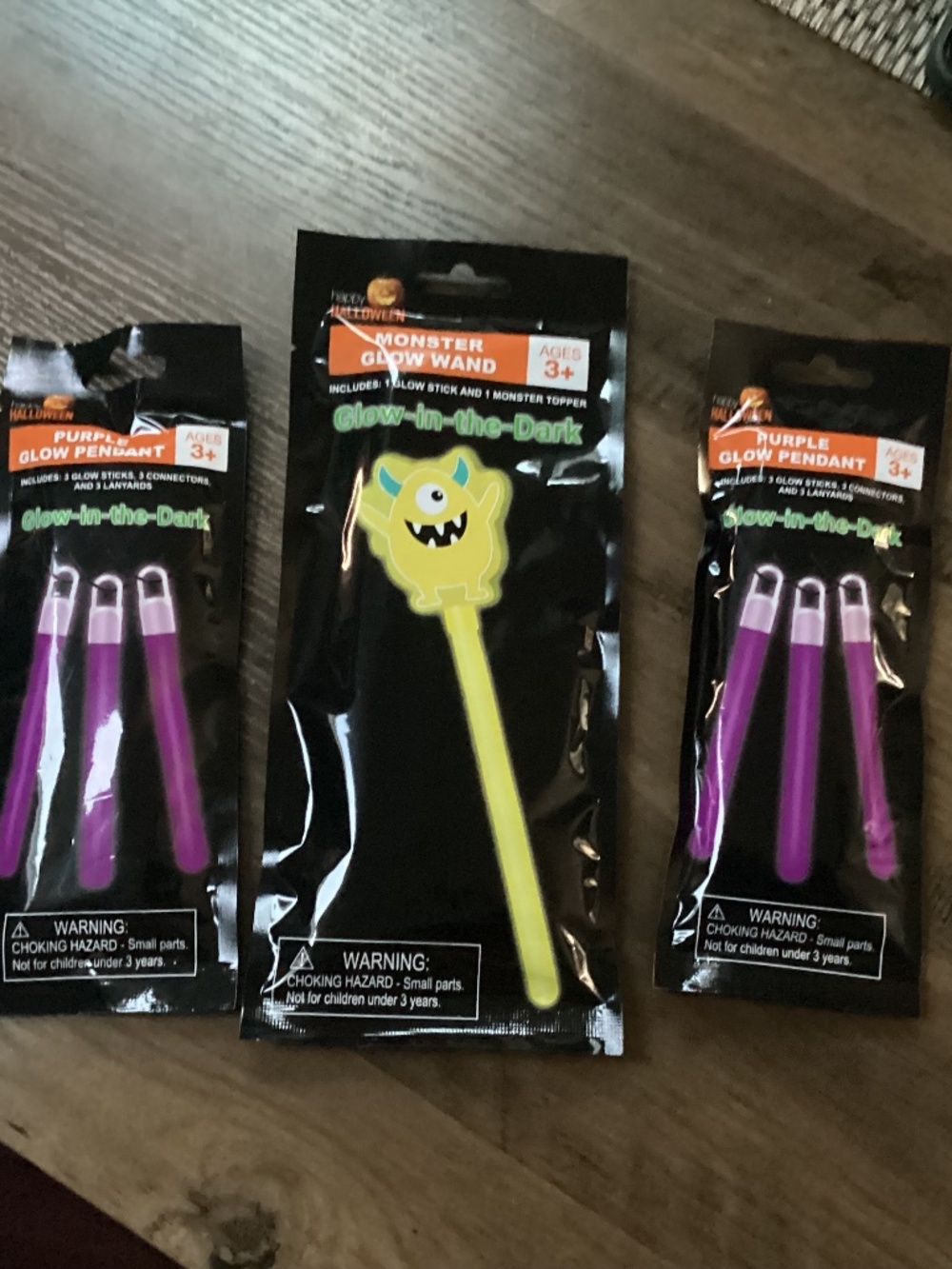 Halloween Purple Glow Pendant and Monster Glow Wand Bundle New